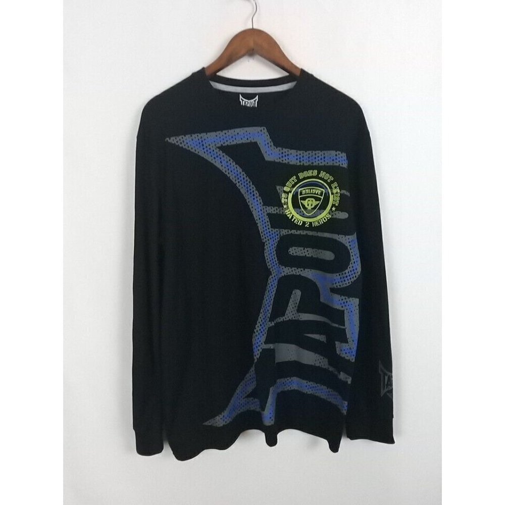 Tapout Men's Thermal Shirt Size XL Black MMA Long Sleeve To Quit Does Not Exist